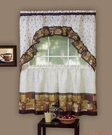 Achim Home Furnishings Coffee Tier And Swag Kitchen Curtain Set, 57 By 36-Inch, Brown from ShopBobbys