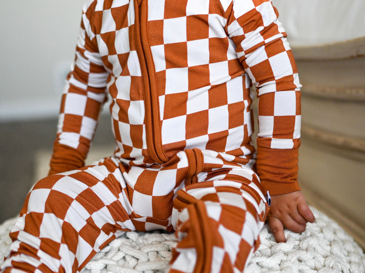 COPPER CHECKERS DREAM ROMPER from DREAM BIG LITTLE CO