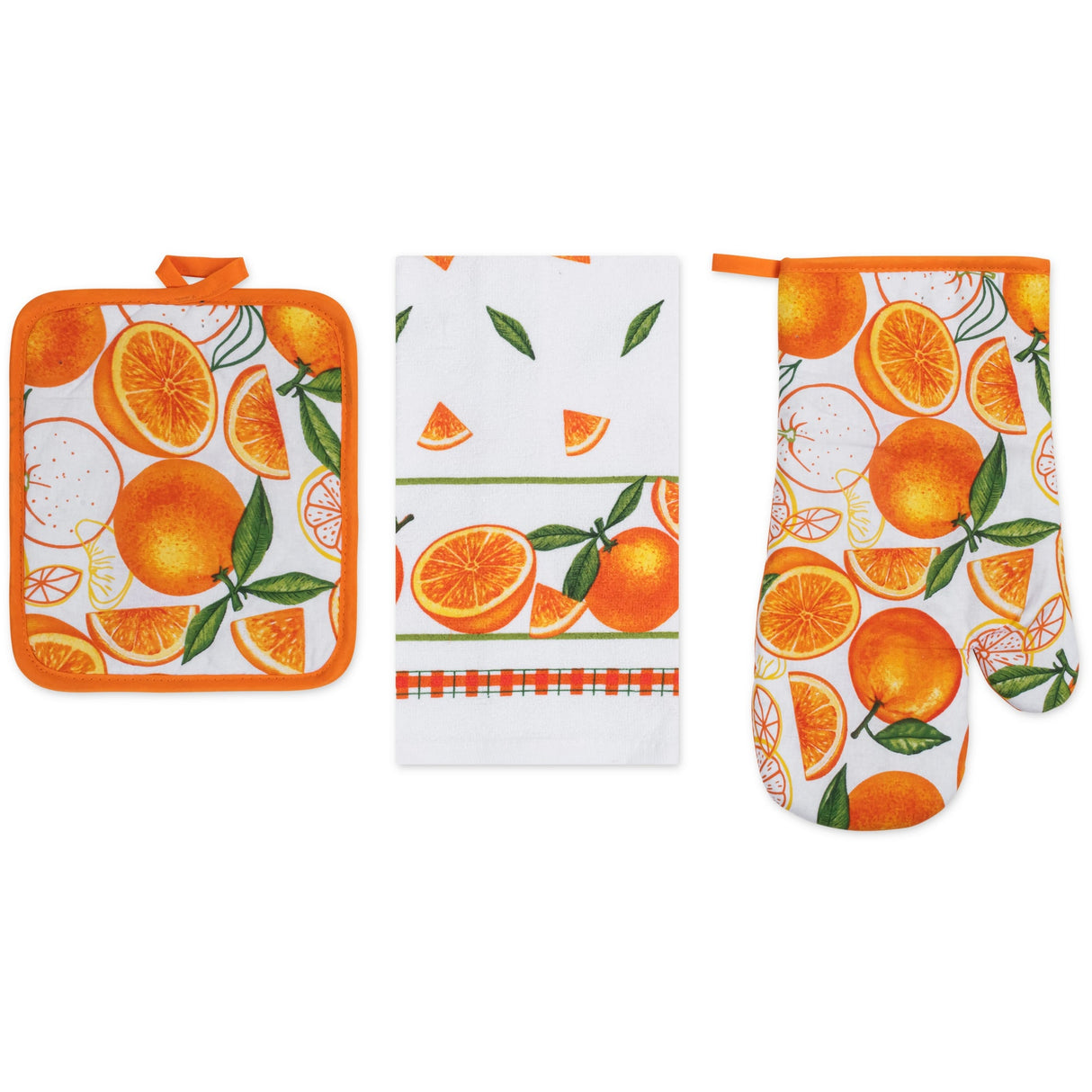 PREMIUS 3 Piece Printed Kitchen Linen Set, 1 Cotton Towel, 1 Pot Holder, 1 Oven Mitt from ShopBobbys