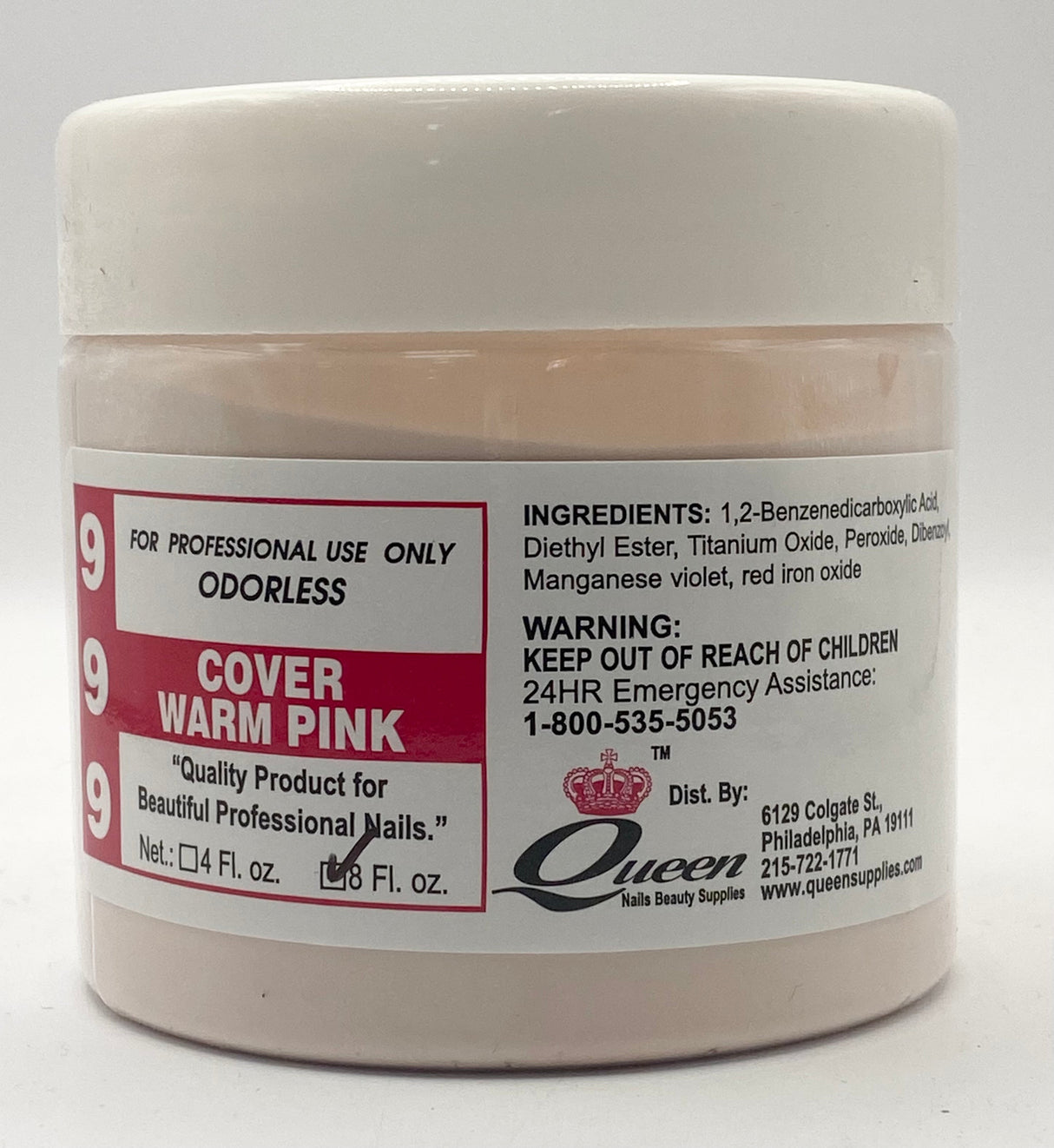 Acrylic Powder - Cover Warm Pink 08oz From Queen Nail & Beauty Supply