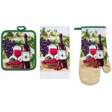 PREMIUS 3 Piece Printed Kitchen Linen Set, 1 Cotton Towel, 1 Pot Holder, 1 Oven Mitt from ShopBobbys
