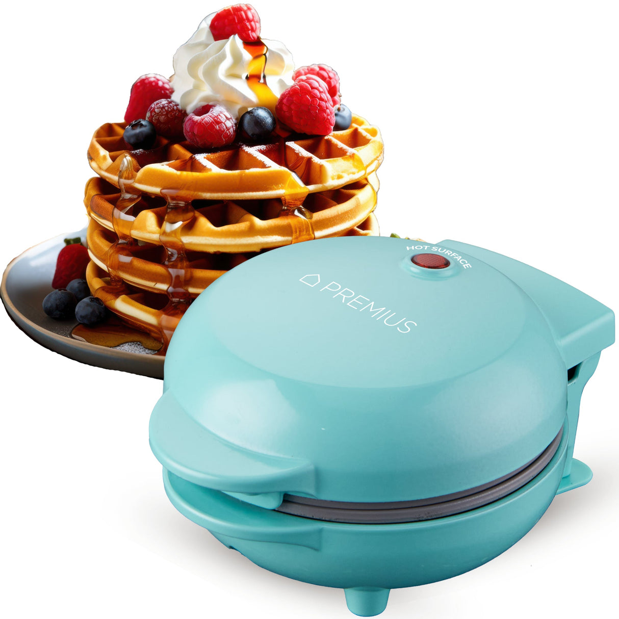 PREMIUS Ceramic Non-Stick Mini Snack Waffle Maker, 4 Inch Mold from ShopBobbys