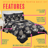 PREMIUS Mia 3 Piece Microfiber Wrinkle-Free Quilt Set, Black-Taupe from ShopBobbys