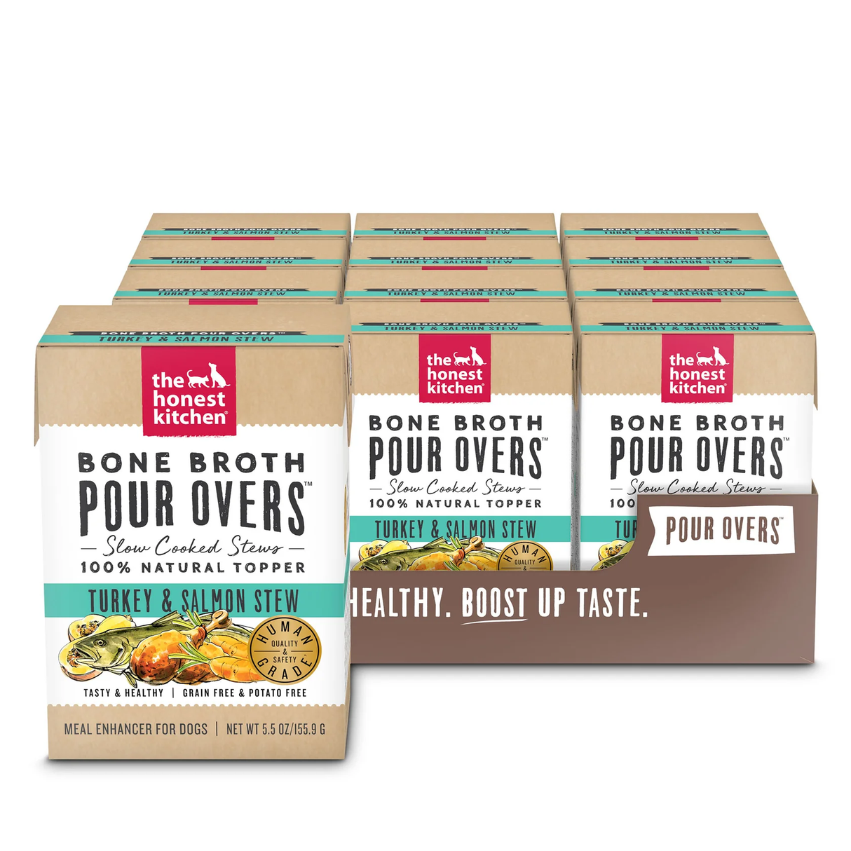 Honest Kitchen Pour Overs Bone Broth Turkey and Salmon Stew Dog Food Topper (5.5oz) from The Family Pet