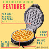 PREMIUS Ceramic Non-Stick Mini Snack Waffle Maker, 4 Inch Mold from ShopBobbys