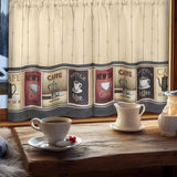 Achim Cozy Cafe Printed Kitchen Curtain Set, Tan-Black, Valance 58x13, Tiers 58x36 Inches from ShopBobbys