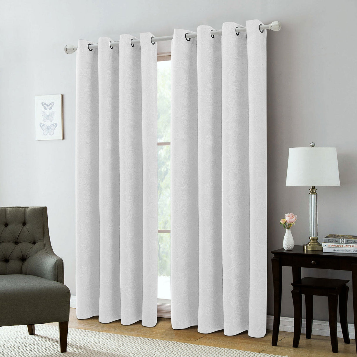 Andy Ogee Room Darkening Curtain Grommet Window Panel, 54x84 Inches from ShopBobbys