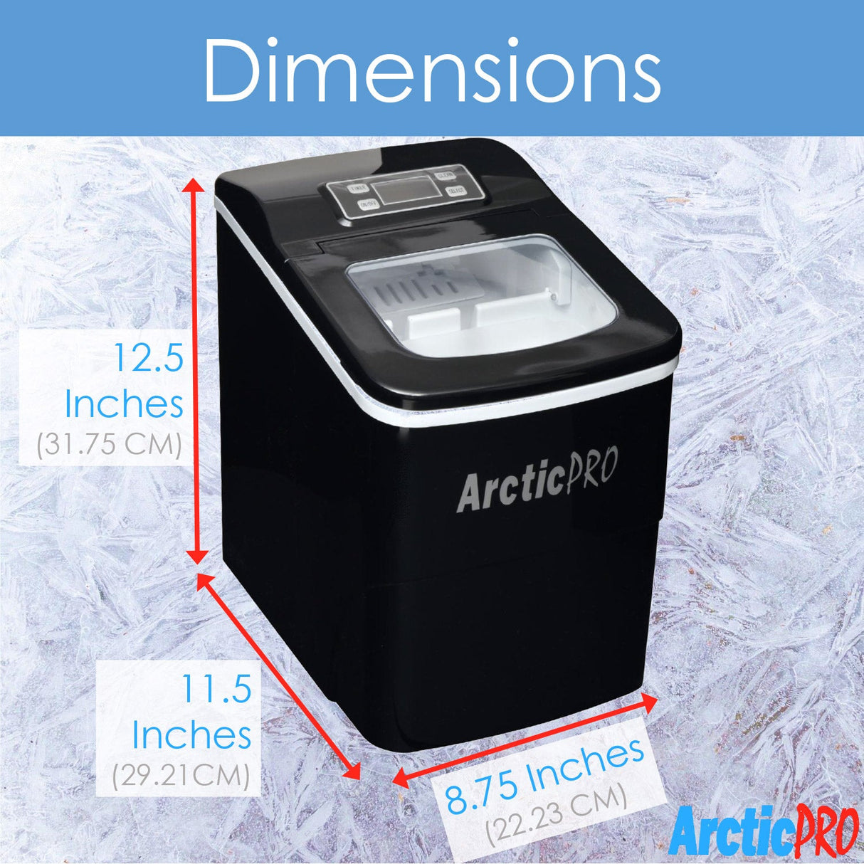 Arctic-Pro Portable Digital Quick Ice Maker Machine, Black, Makes 2 Ice Sizes from ShopBobbys
