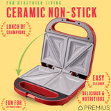 PREMIUS Ceramic Non-Stick Double Slice Sandwich Maker, 8.25x4.75 Inch Mold from ShopBobbys