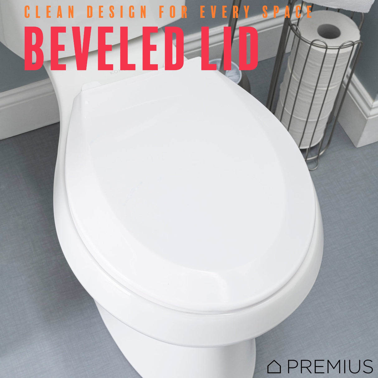 PREMIUS Slow Close Beveled Plastic Toilet Seat, Standard Round, 17 Inches from ShopBobbys