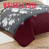 PREMIUS Scarlett 3 Piece Microfiber Wrinkle-Free Quilt Set, Brick-Gray-Beige from ShopBobbys