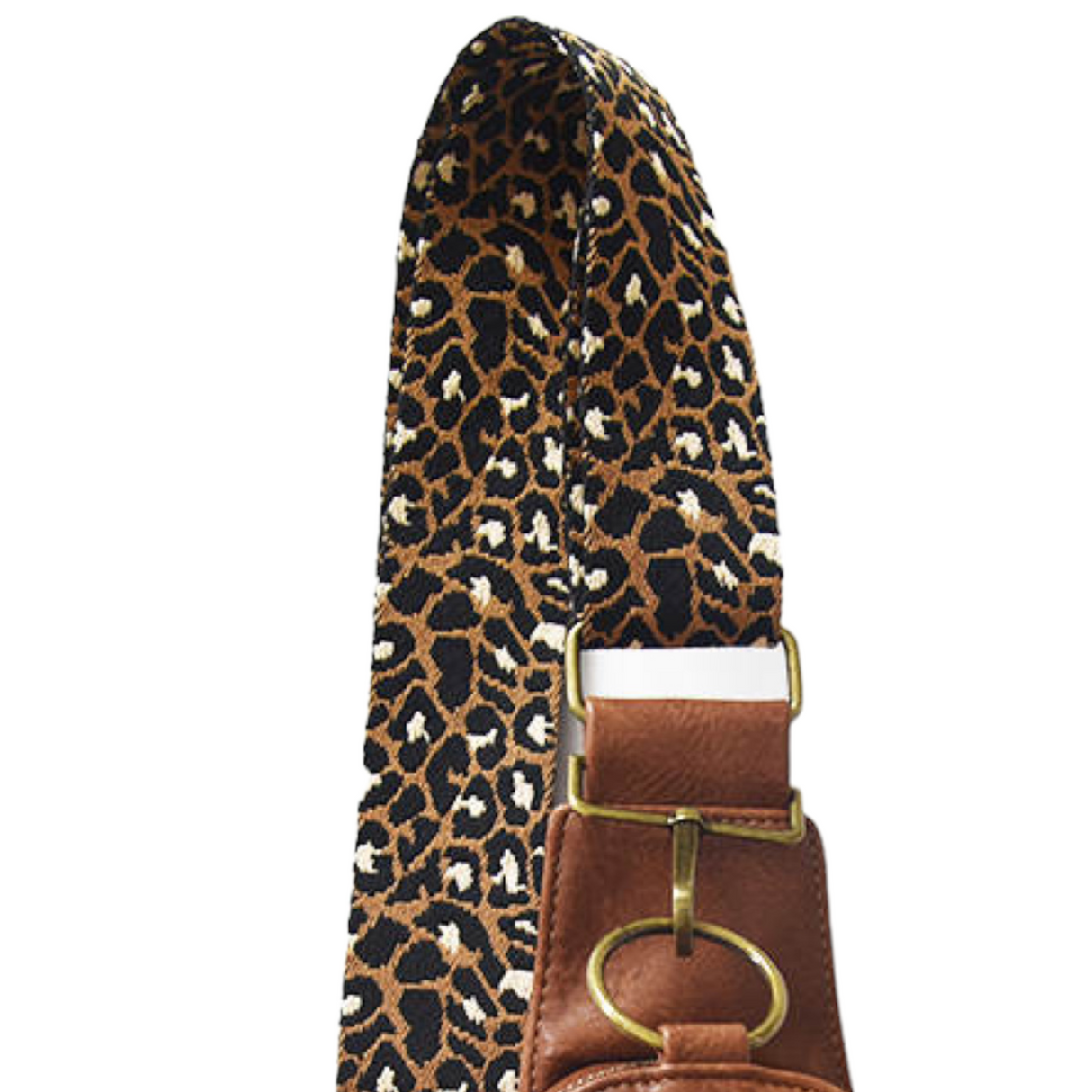 The Isla Sling Bag with Guitar Strap | Dark Brown with Leopard Strap from Babs+Birdie