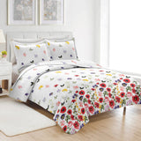 PREMIUS Butterfly 3 Piece Microfiber Wrinkle-Free Quilt Set, White-Multi from ShopBobbys