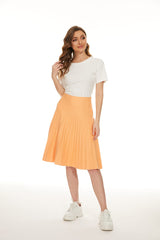 MM PURPLE LABEL - PASTEL ORANGE PLEATED (PLUS SIZE) From Mia Mod