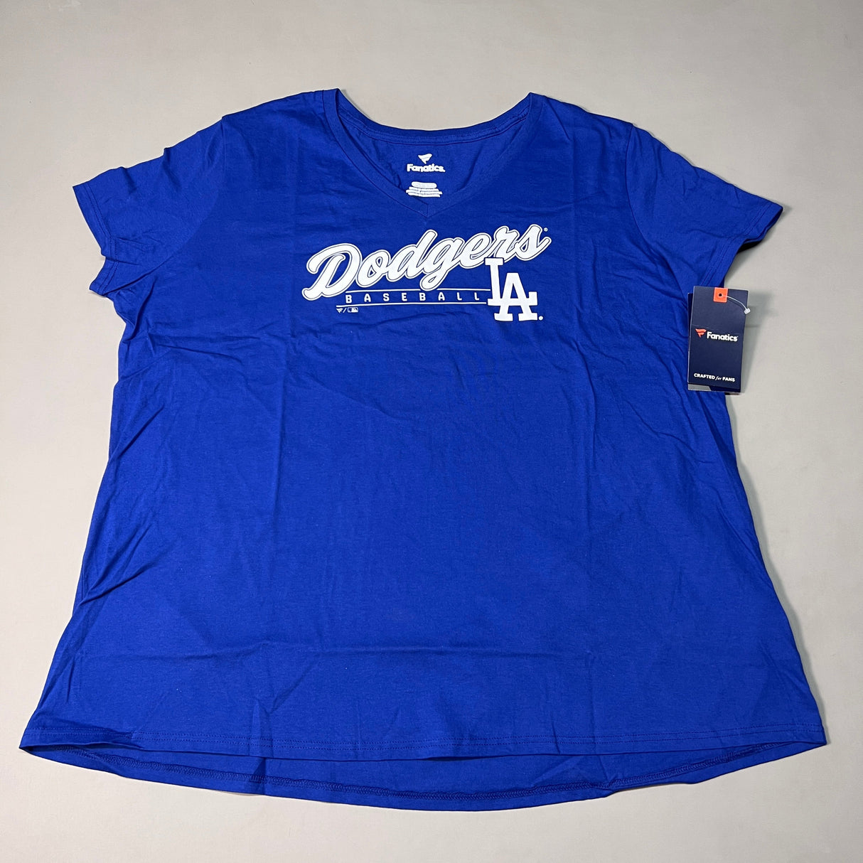 FANATICS Los Angeles Dodgers Baseball V-neck T-shirt Women's Sz 3XL Blue MLBT3970 (New) from PayWut