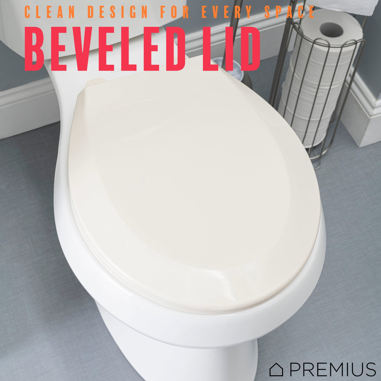 PREMIUS Slow Close Beveled Plastic Toilet Seat, Standard Round, 17 Inches from ShopBobbys