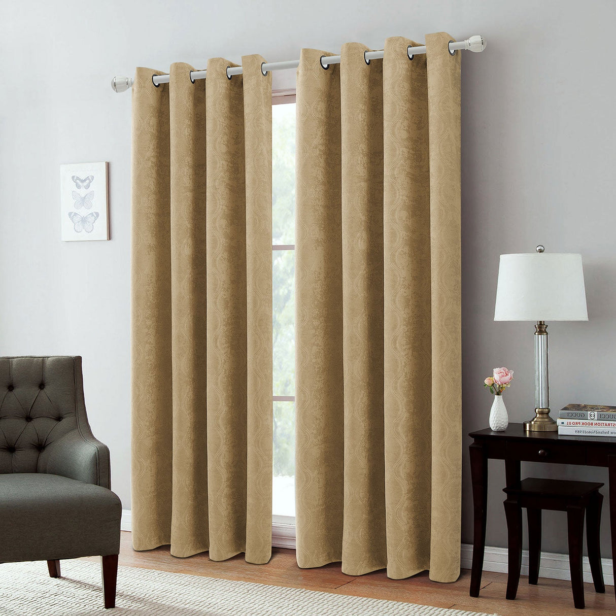 Andy Ogee Room Darkening Curtain Grommet Window Panel, 54x84 Inches from ShopBobbys