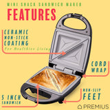 PREMIUS Ceramic Non-Stick Mini Snack Sandwich Maker, 5x4.4 Inch Mold from ShopBobbys