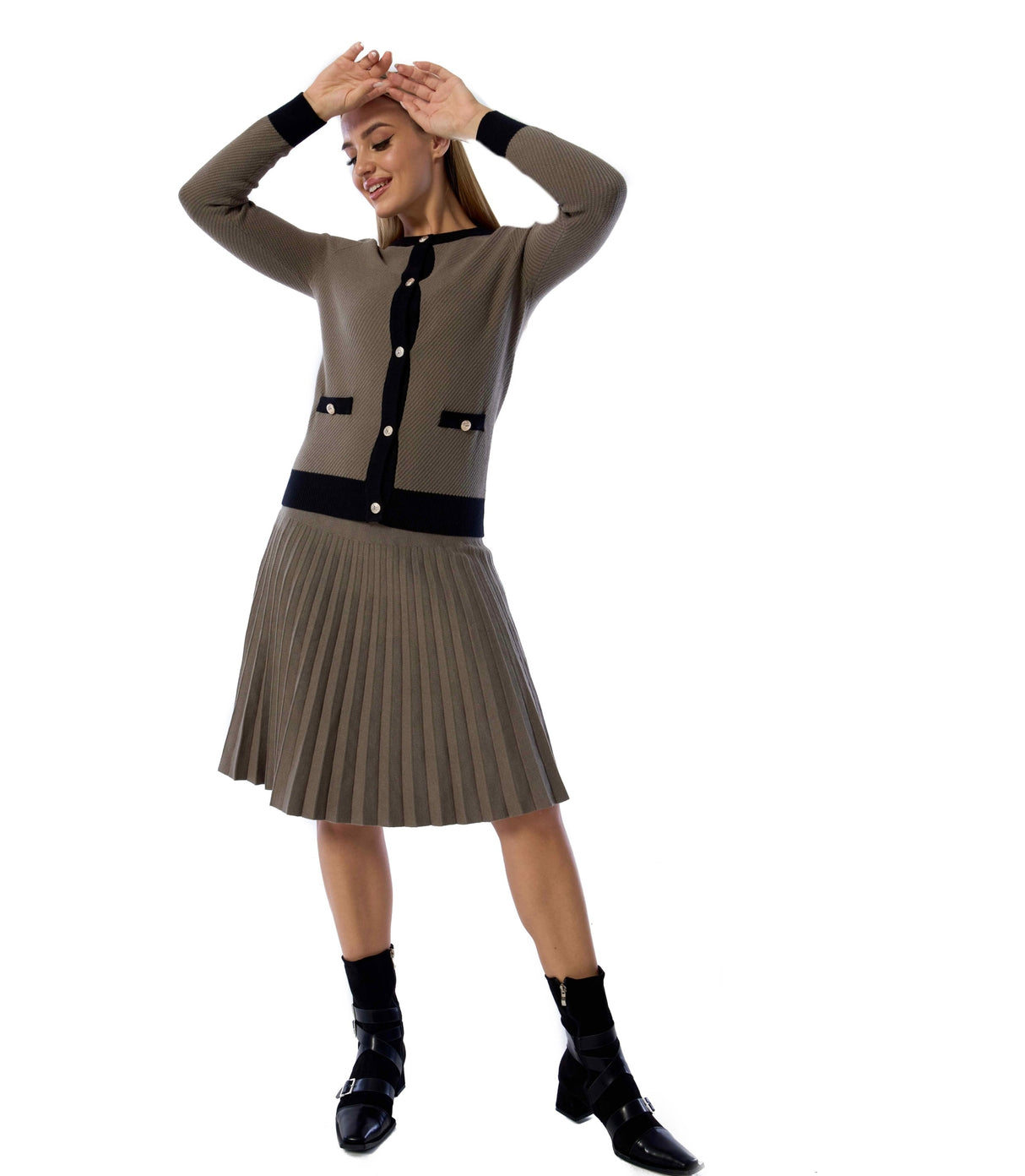 MM YEAR ROUND PLEATED - OLIVE GREEN from Mia Mod