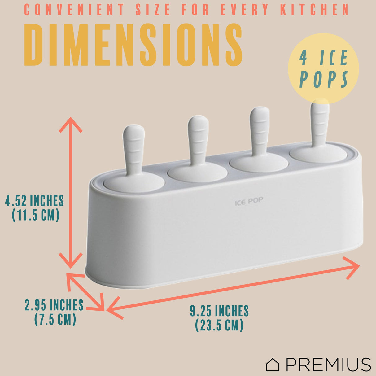 PREMIUS 4 Silicone Ice Pop Maker Mold Set, White, 9.25x2.95x4.52 Inches from ShopBobbys
