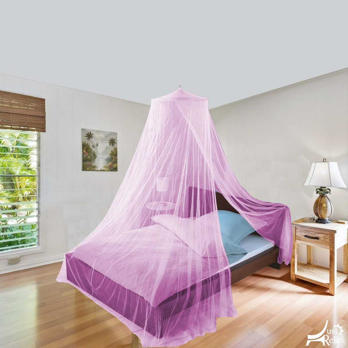 Just Relax Elegant Mosquito Net Bed Canopy Set, Pink, Twin-Full from ShopBobbys
