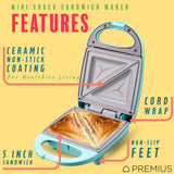 PREMIUS Ceramic Non-Stick Mini Snack Sandwich Maker, 5x4.4 Inch Mold from ShopBobbys