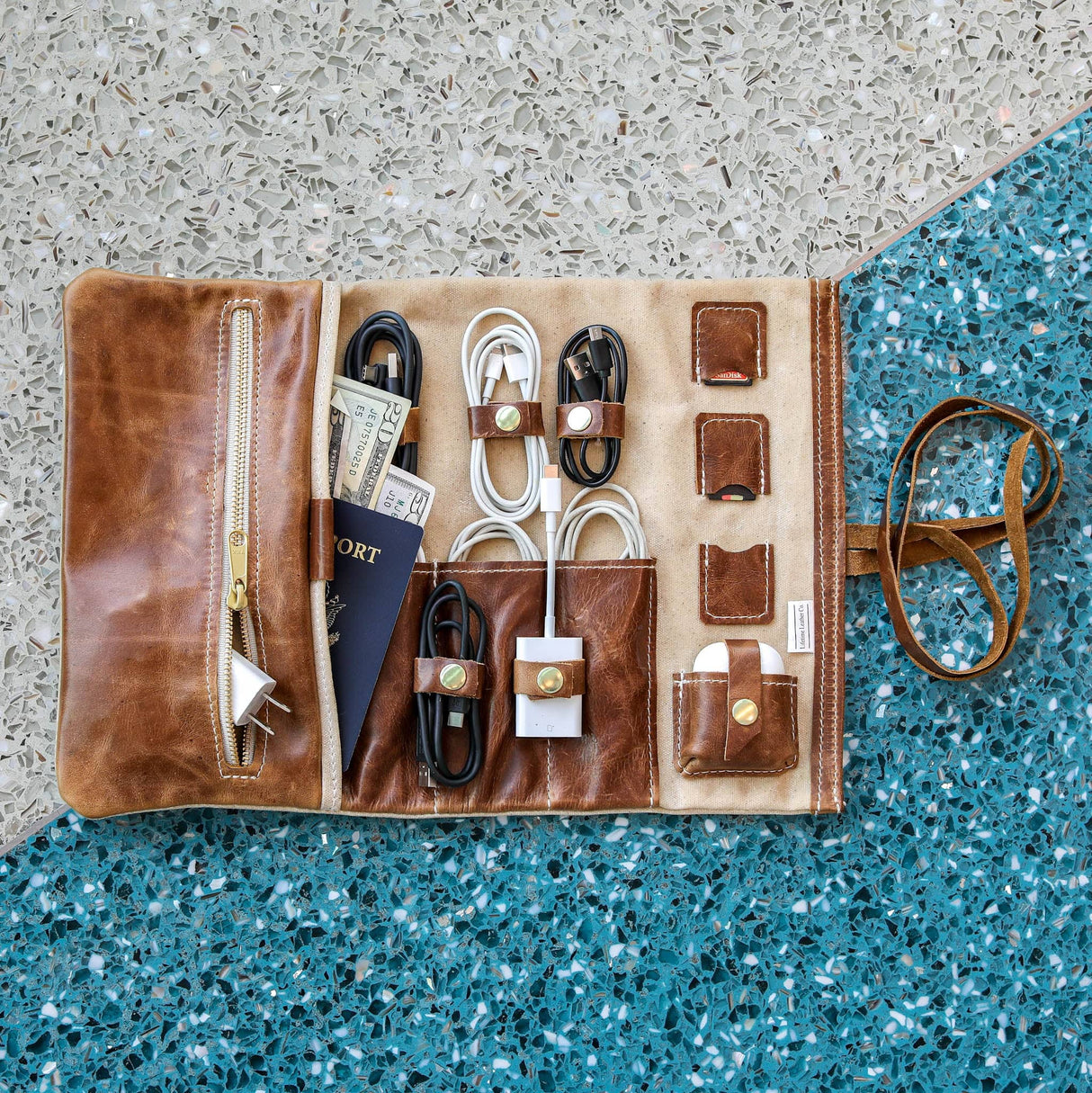 Leather and Canvas Tech Roll All For American from Lifetime Leather Co.