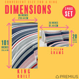 PREMIUS Mateo 3 Piece Microfiber Wrinkle-Free Quilt Set, Blue-Multi-Striped from ShopBobbys