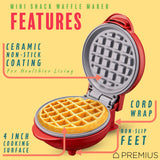 PREMIUS Ceramic Non-Stick Mini Snack Waffle Maker, 4 Inch Mold from ShopBobbys