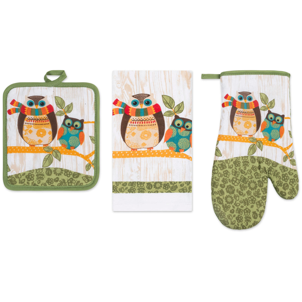 PREMIUS 3 Piece Printed Kitchen Linen Set, 1 Cotton Towel, 1 Pot Holder, 1 Oven Mitt from ShopBobbys