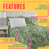 PREMIUS Fernando Soft Wrinkle-Free Microfiber Sheet Set, Green-White from ShopBobbys