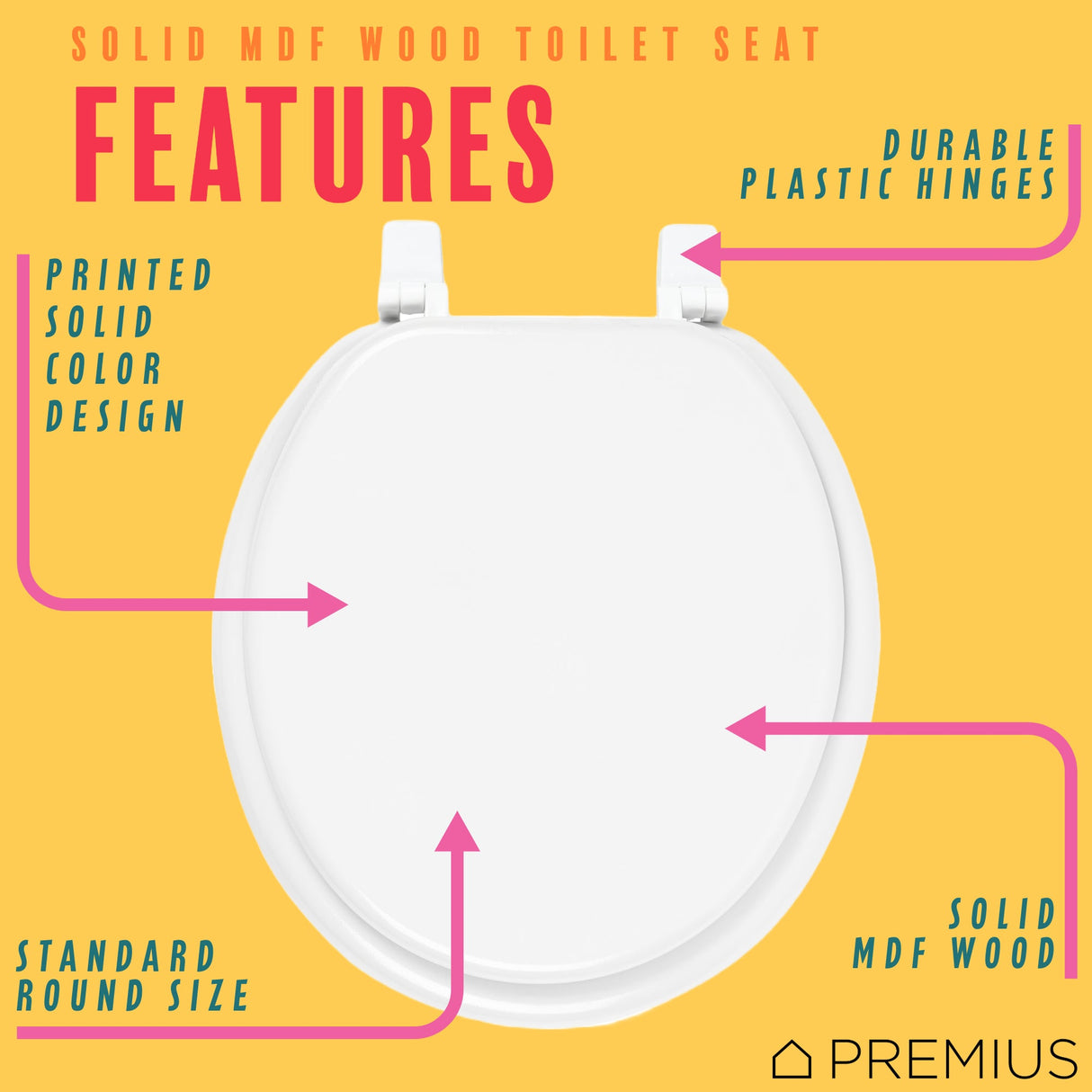 PREMIUS Wood Toilet Seat, Standard Round, 17 Inches from ShopBobbys