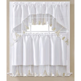 Paris Embroidered Kitchen Curtain Set, Swag 60x36, 30x36 Inches from ShopBobbys