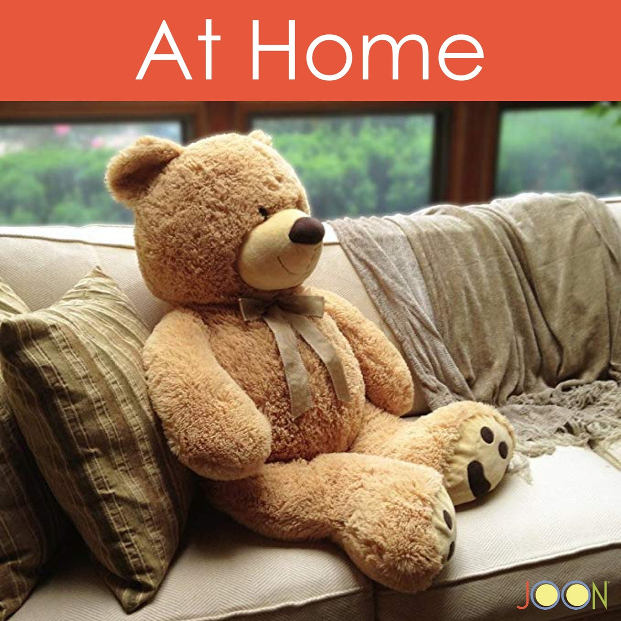 JOON Huge Teddy Bear With Ribbon, Tan from ShopBobbys