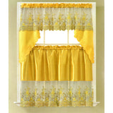 Irina Floral Sequins Kitchen Curtain Set, Swag Valance 60x36, 30x36 Inches from ShopBobbys