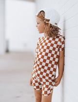 COPPER CHECKERS DREAM SHORT SET from DREAM BIG LITTLE CO