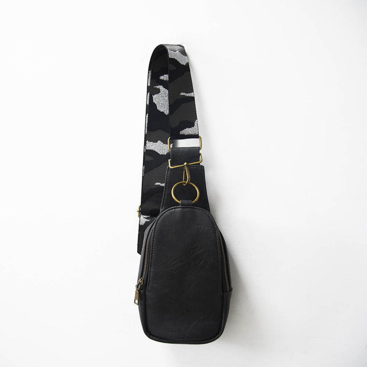 The Isla Sling Bag with Guitar Strap | Dark Gray with Camo Strap from Babs+Birdie