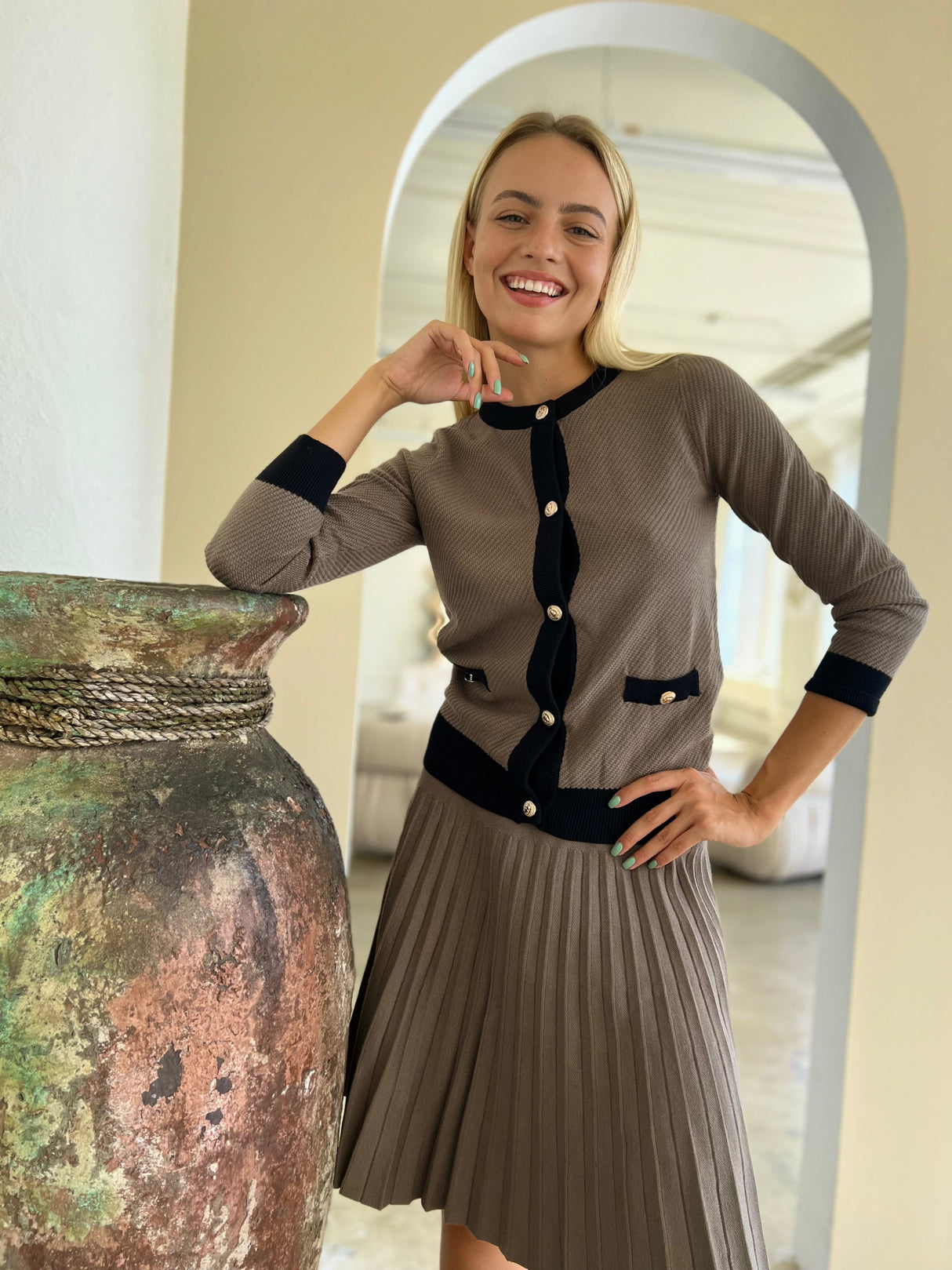 MM YEAR ROUND PLEATED - OLIVE GREEN from Mia Mod