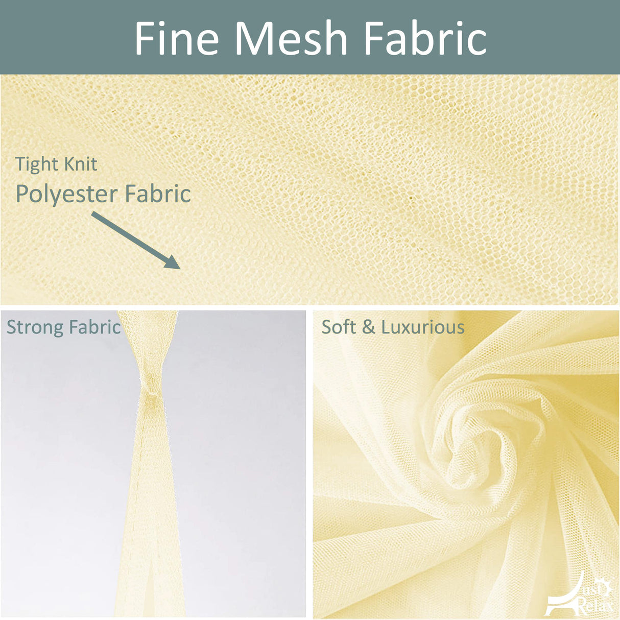 Just Relax Elegant Mosquito Net Bed Canopy Set, Yellow, Queen-King from ShopBobbys