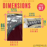 PREMIUS Scarlett 3 Piece Microfiber Wrinkle-Free Quilt Set, Brick-Gray-Beige from ShopBobbys