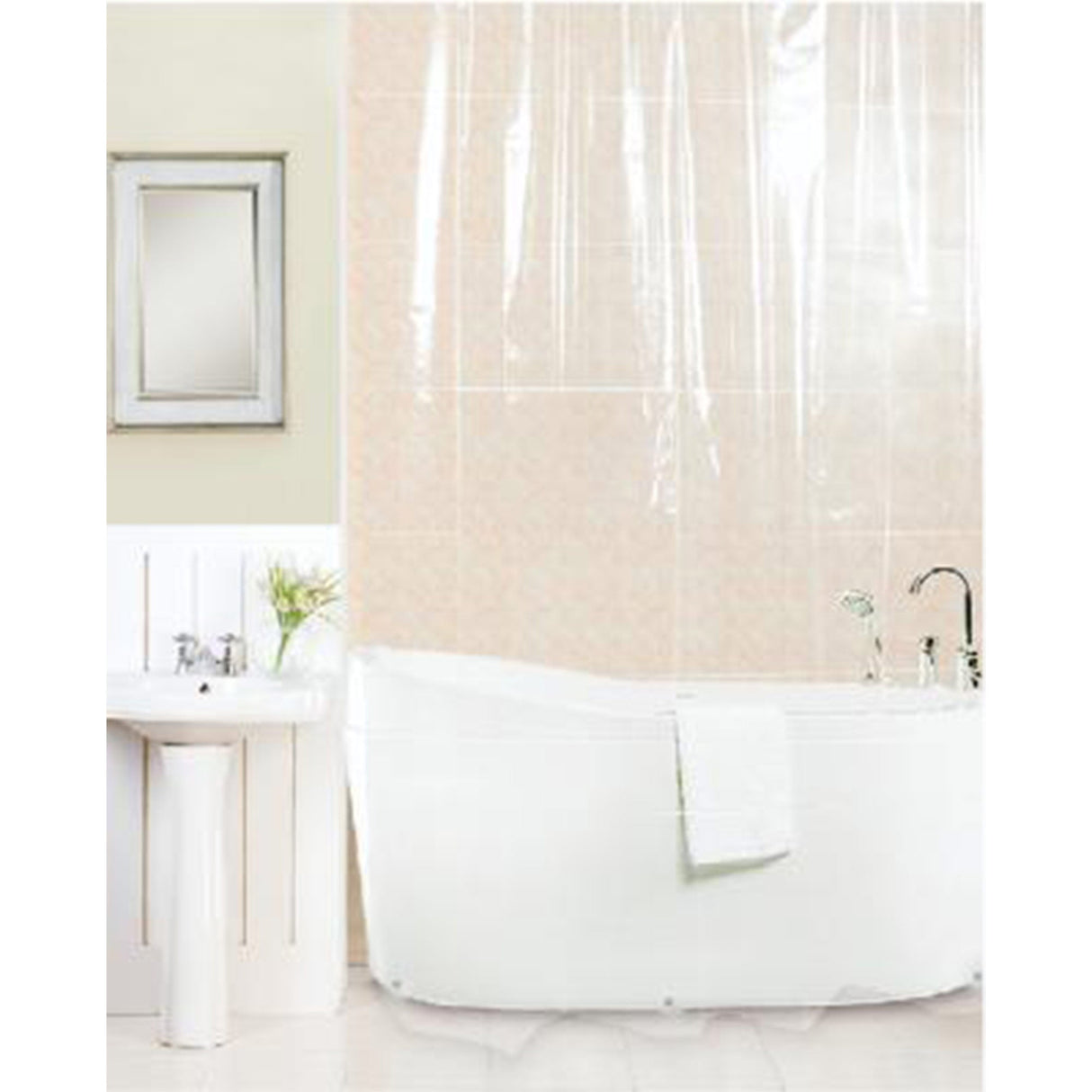 All Bath PEVA Shower Curtain Liner 12 Metal Grommets, 70x72 Inches from ShopBobbys