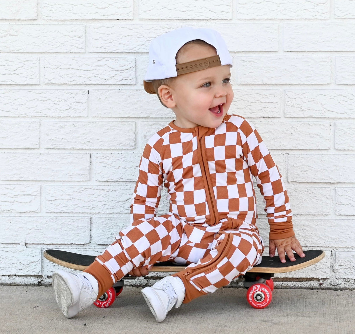 COPPER CHECKERS DREAM ROMPER from DREAM BIG LITTLE CO