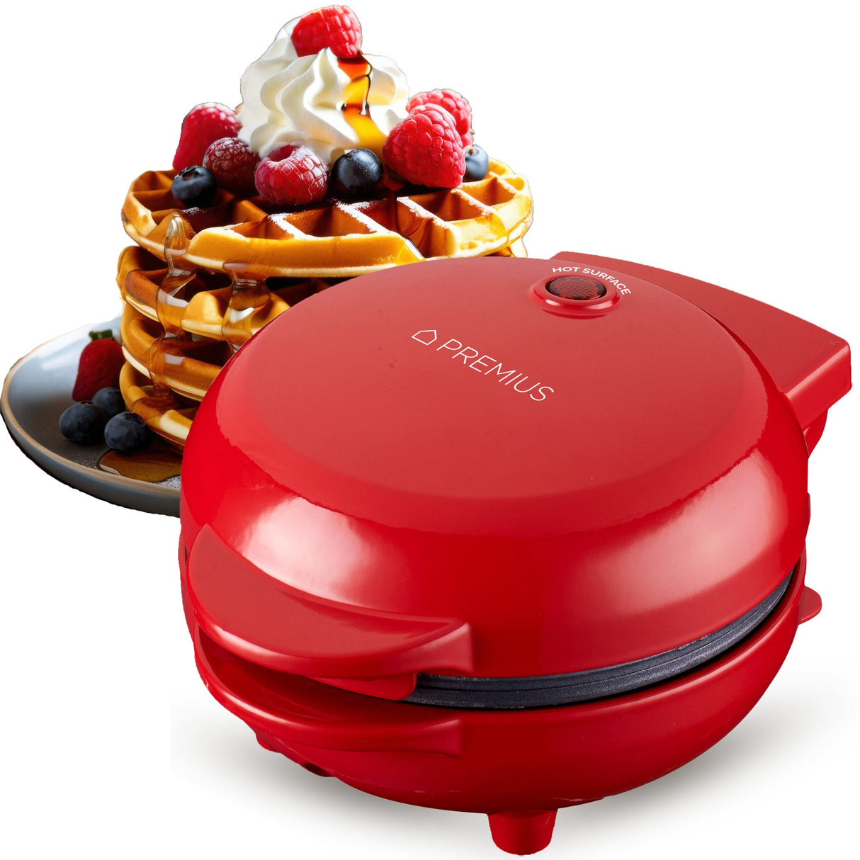 PREMIUS Ceramic Non-Stick Mini Snack Waffle Maker, 4 Inch Mold from ShopBobbys