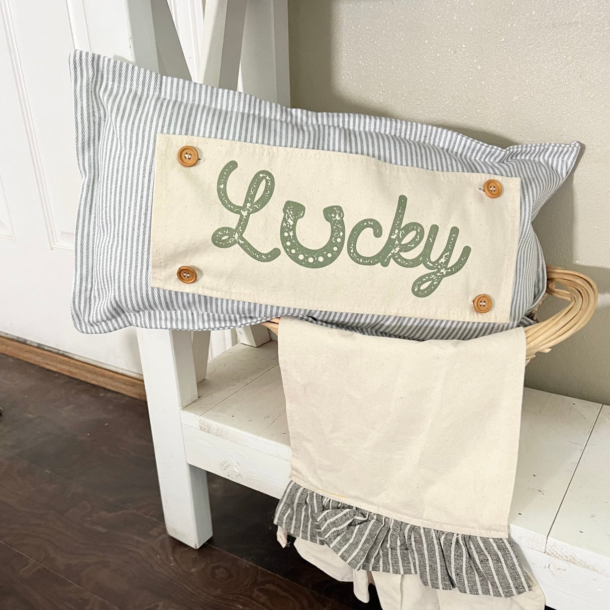 Holiday Panel: Spring, St. Patrick's Day, Leprechaun, Horse Shoe, Green, Irish, March 17th; LUCKY From PillowPanels