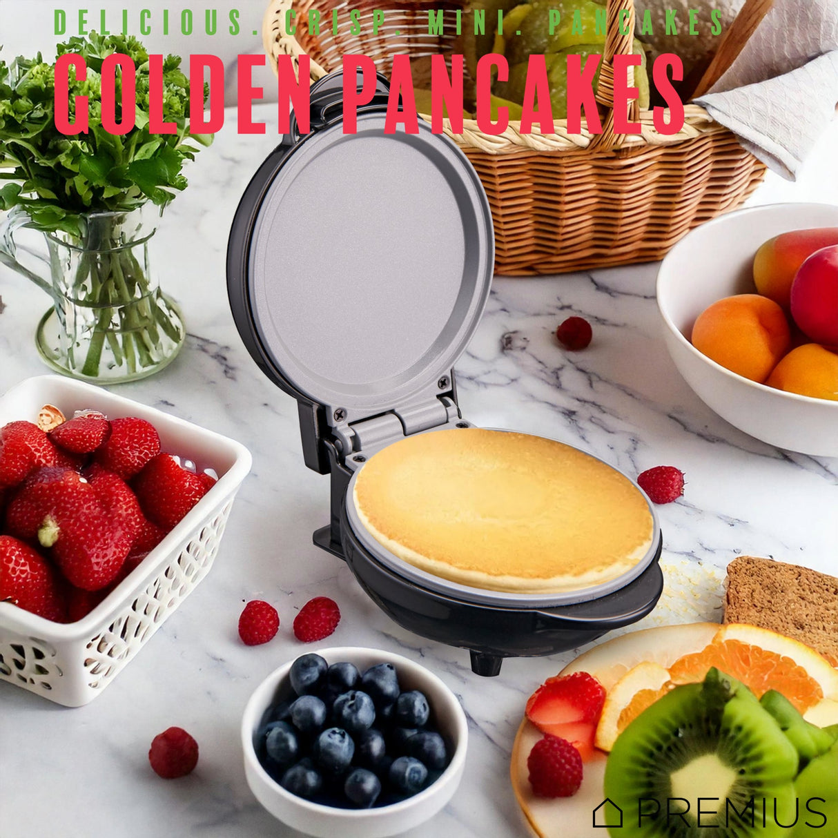PREMIUS Ceramic Non-Stick Mini Snack Flat Griddle Maker, 4 Inch Mold from ShopBobbys