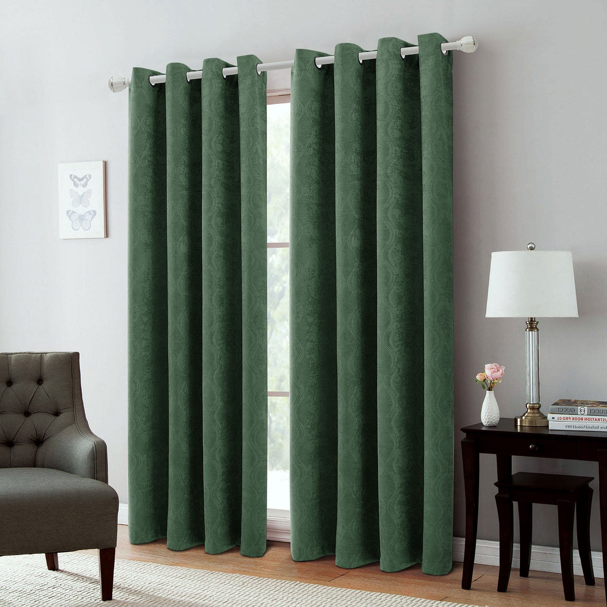 Andy Ogee Room Darkening Curtain Grommet Window Panel, 54x84 Inches from ShopBobbys