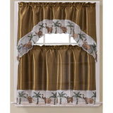 Elephant Embroidered Kitchen Curtain Set, Swag 60x36, 30x36 Inches from ShopBobbys