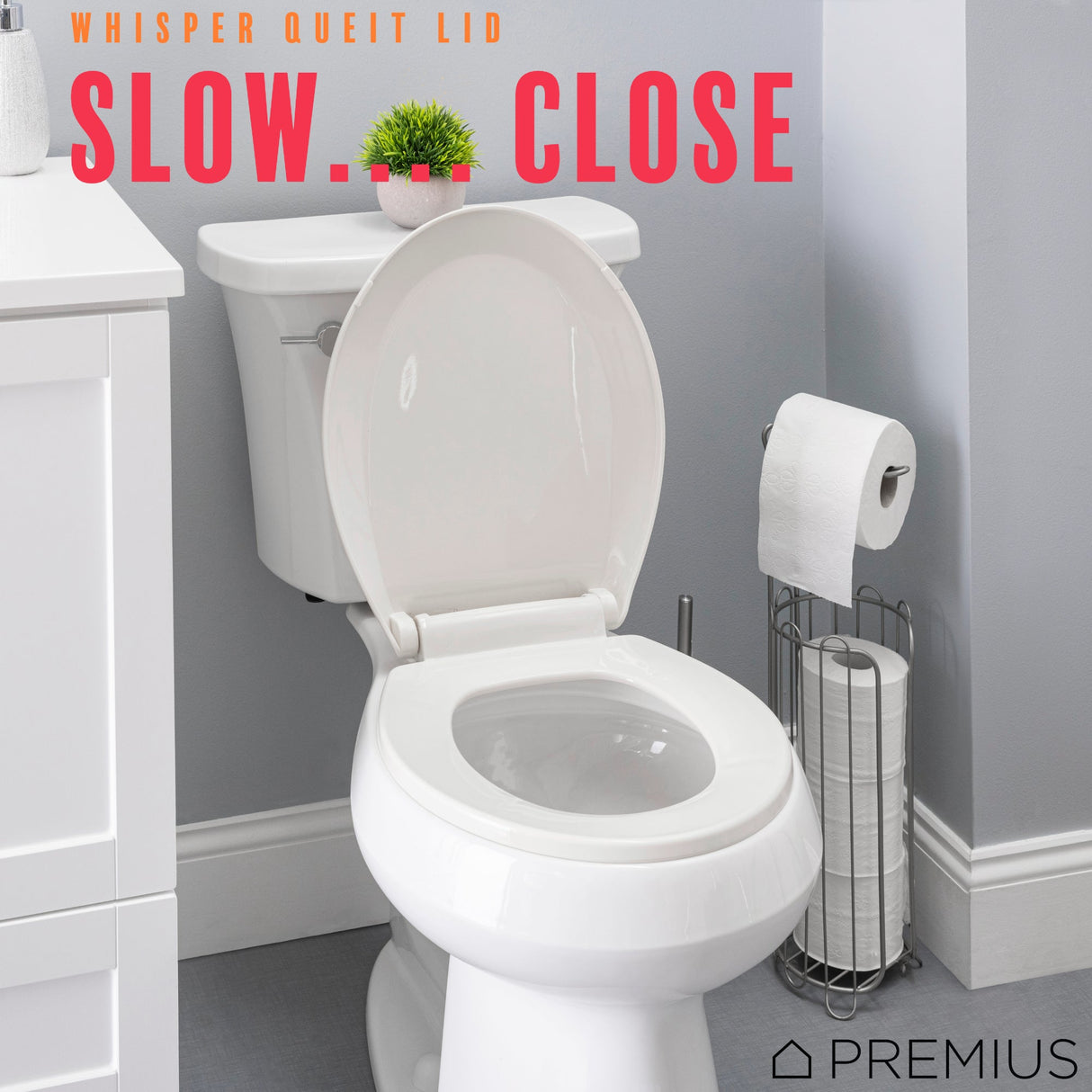 PREMIUS Slow Close Beveled Plastic Toilet Seat, Standard Round, 17 Inches from ShopBobbys