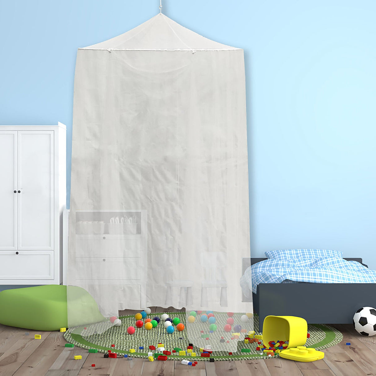 Just Relax Extra-Large Indoor-Outdoor Round Canopy Mosquito Net, White, 5x9 Feet from ShopBobbys