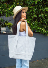 The Original Canvas Traveler Bag- Navy Stripe from Hat Attack New York